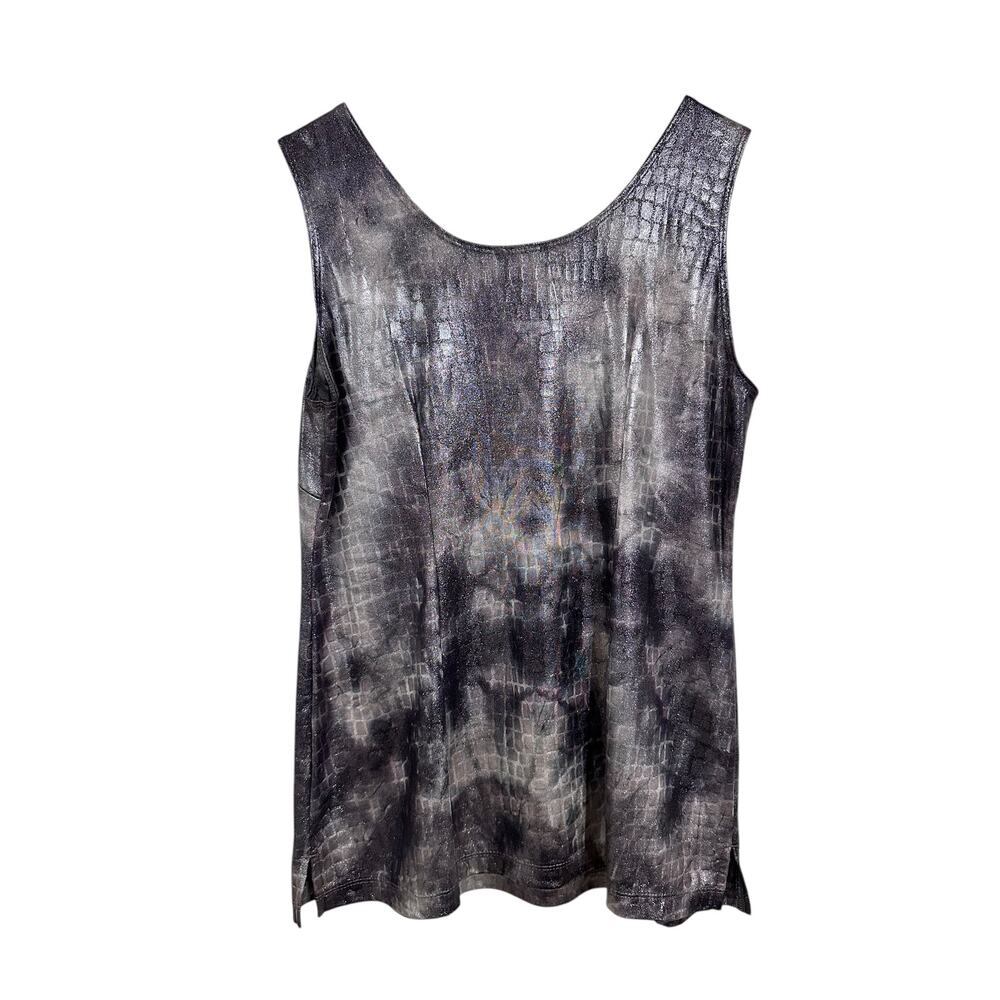Chico's Gray Metallic Sleeveless Blouse Size 1 Size Medium - Picture 2 of 5